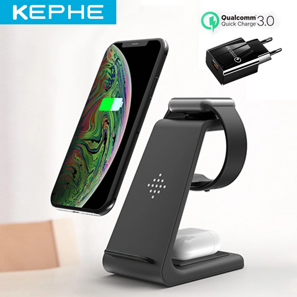 

3 in1 Fast Wireless Charger For iPhone 12/11 AirPods Apple Watch 1/2/3/4/5/6 Wireless Charging Stand for iWatch iPhone Xr/Xs Max