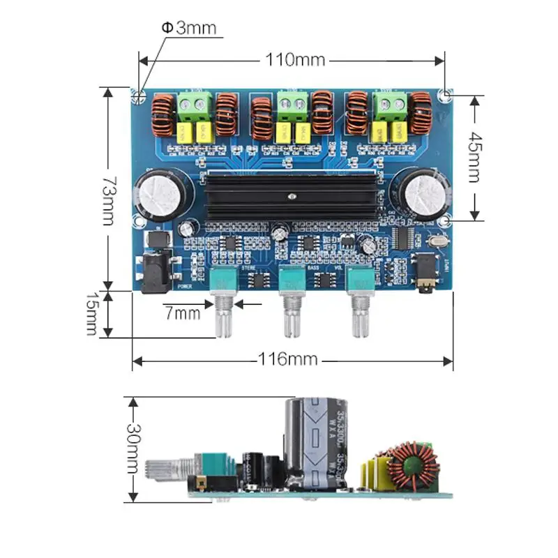 Цифровой усилитель мощности Bluetooth 5 0 TPA3116D2 плата 2 1 канала 2*50 Вт + 100 стерео аудио