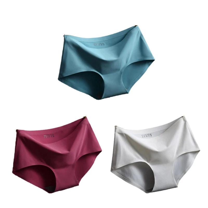 

3 PCS/LOT comfortable traceless panties women ice silk sexy lady large size triangle panties female underwear lingerie briefs