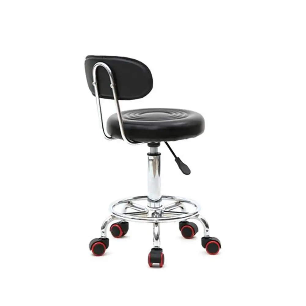 

Rolling Swivel Pu Leather Salon Stool Chair With Back Support For Office