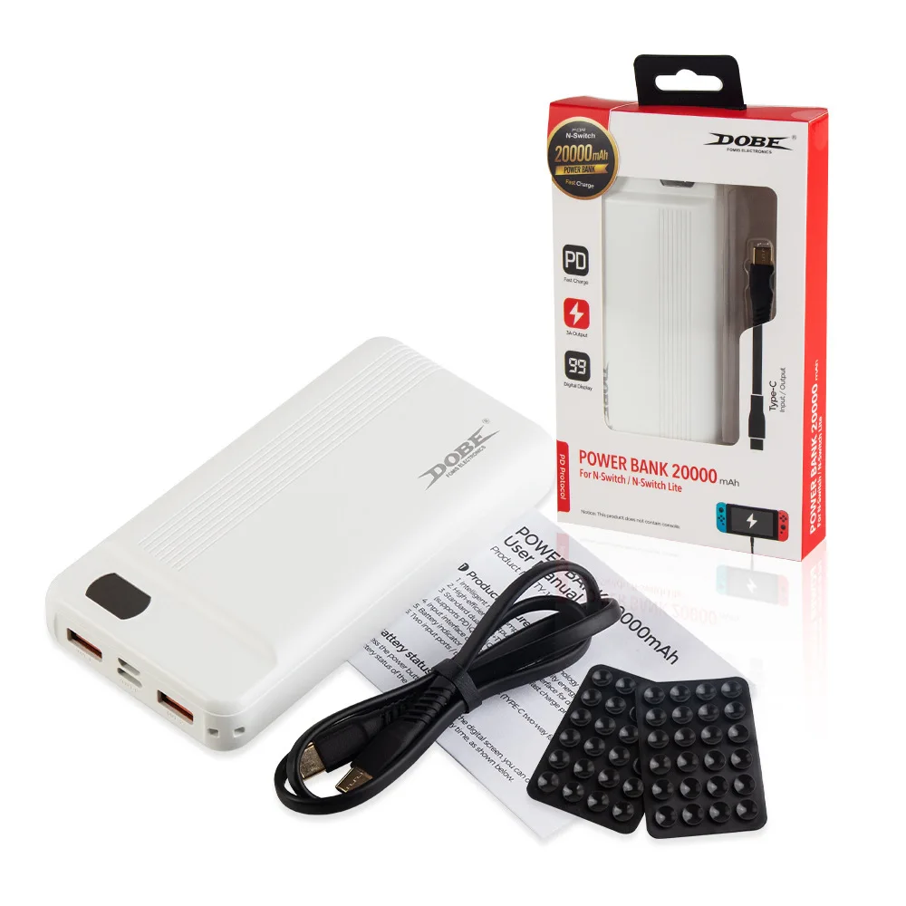 Внешний аккумулятор 20000 мАч портативное зарядное устройство 2 USB Type C для Nintendo Switch