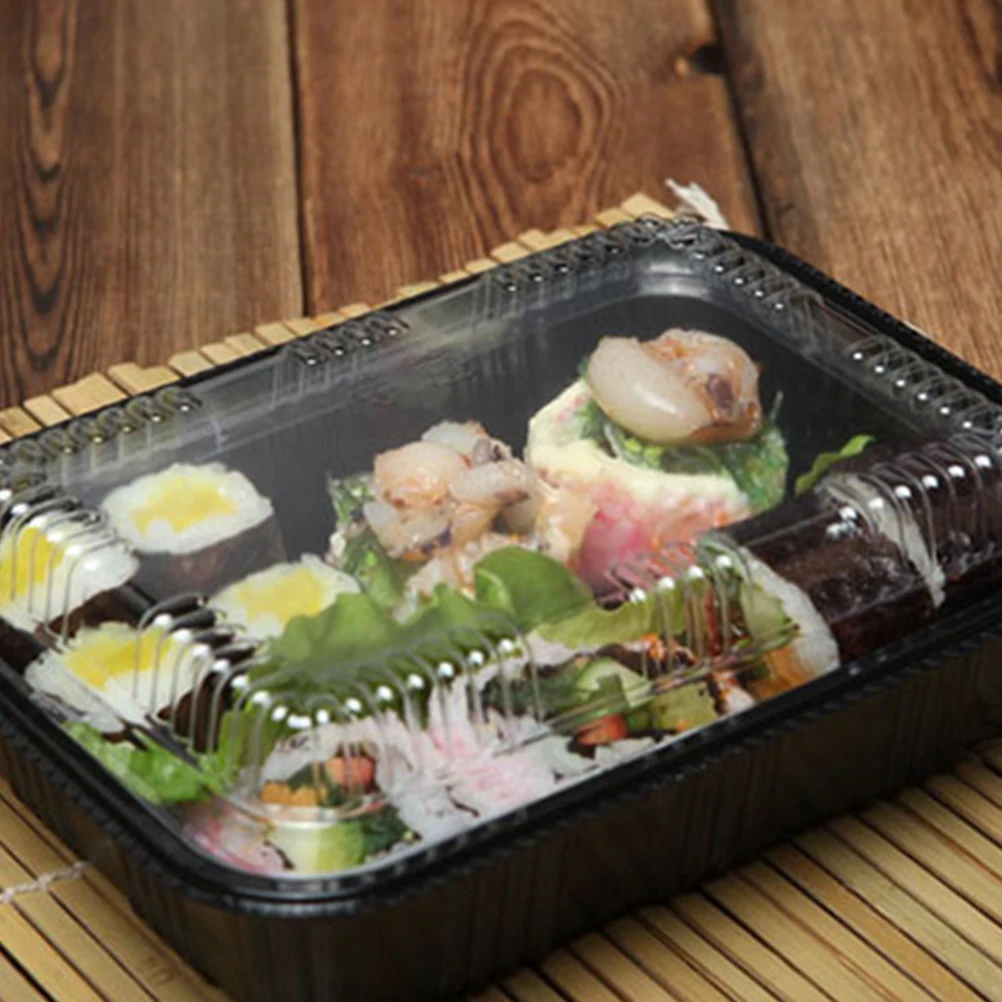 50pcs Disposable Fruit Takeaway Food Packaging Take Out Box Salad Cake Packing Container Rectangle Takeout (Black) |