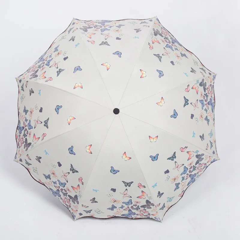 

Creative Blossoms In Water Folding Umbrella Vinyl Sunscreen Anti-ultraviolet Parasol Forest Fresh Sun And Rain Dual-use Umbrella