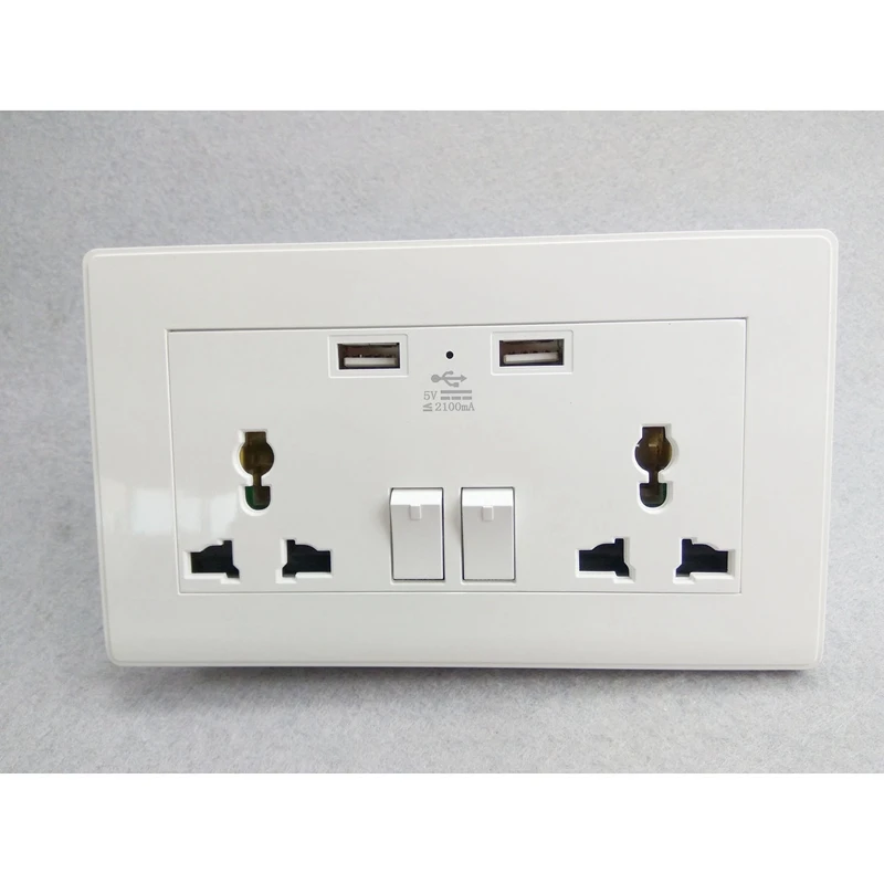 Международная универсальная розетка 2.1A с Usb портом 3 отверстия двойной порт
