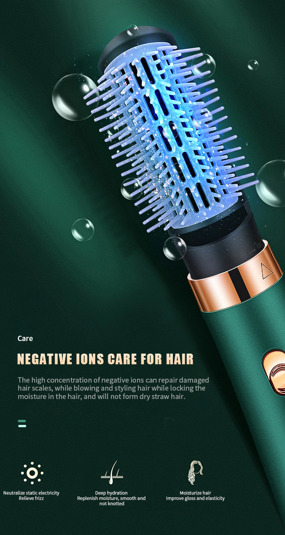 3 in1 горячего воздуха кисти съемные детали для электрического фена для волос щетка для волос Щипцы для выпрямления отрицательных ионов горя... от AliExpress WW