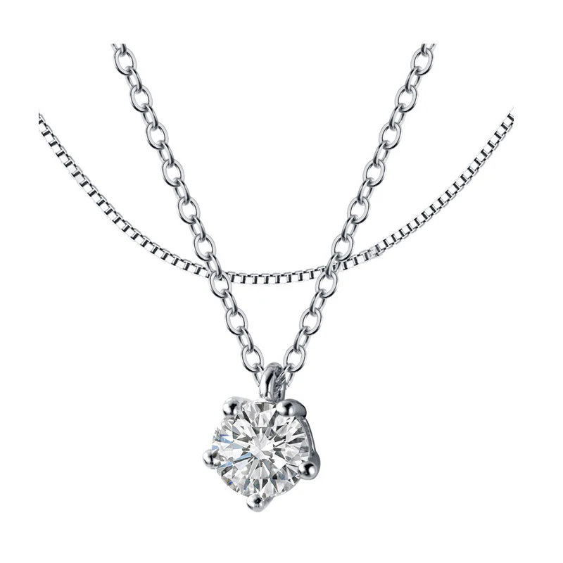 

XMD Real 925 Sterling Silver Double Layers Necklace Choker with Clear CZ for Women Silver Necklace Jewelry