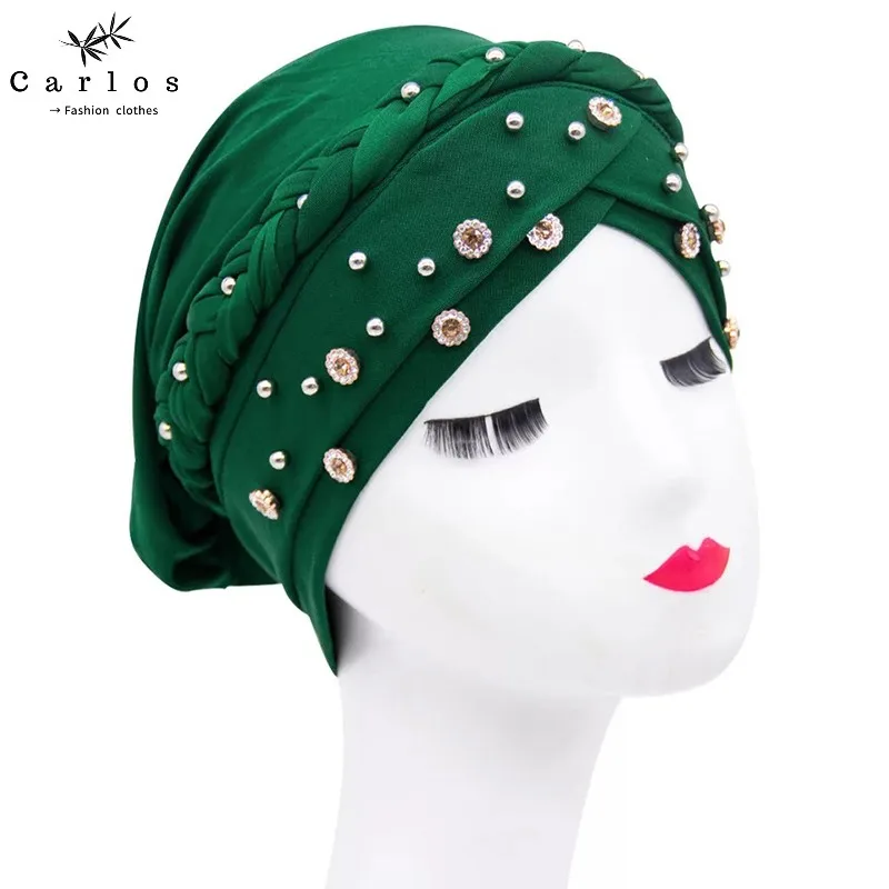

Newest Elegant Turban Hats Women Cap Beaded For India Hat Scarfs Head Wrap Headband Girl Hair Accessories Lady