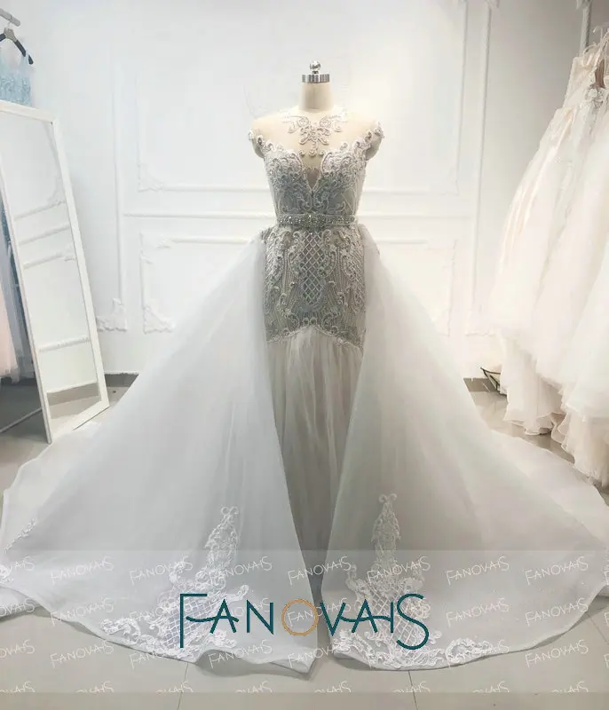 Luxury Mermaid Wedding Dresses With Detachable Train vestido de noiva 2019 trouwjurk robe mariage  suknia slubna