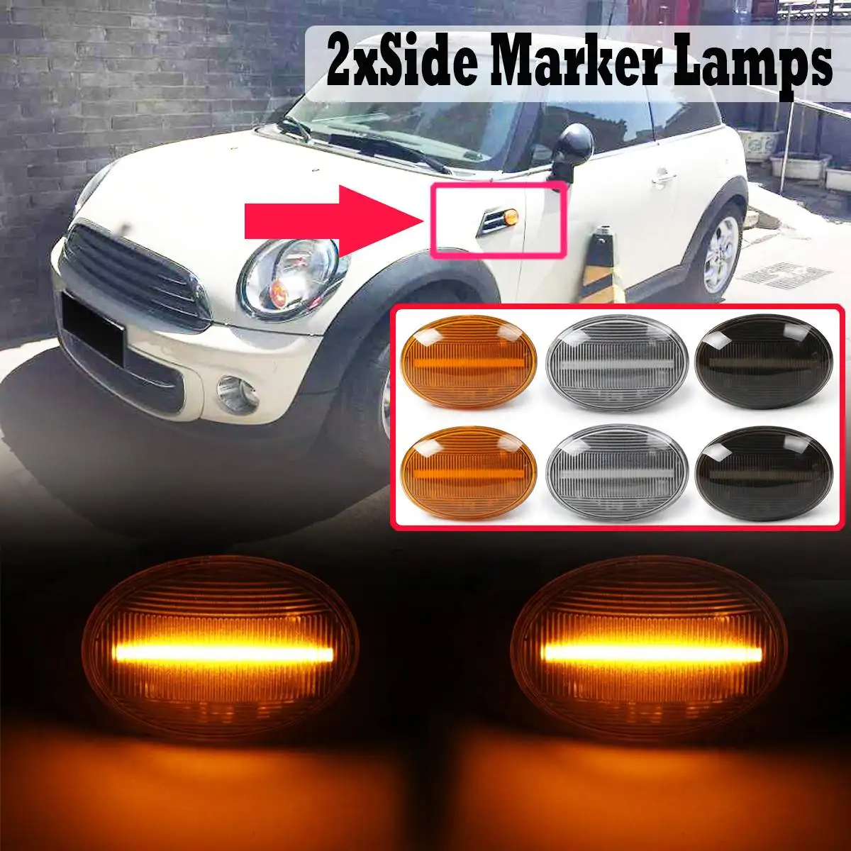 

Парный импульсный сигнальный светильник, Динамический светодиодный боковой маркер, боковой индикатор, мигалка для BMW MINI Cooper R55 R56 R57 R58 R59 ...