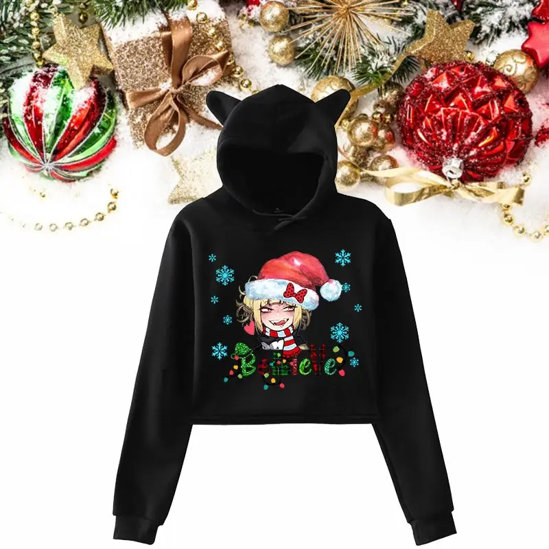 

Hip Hop Crop Tops My Hero Academia Hoodies Christmas Himiko Toga Sweatshirt Women Pullovers Autumn Cartoon Streetwear Boys Girls
