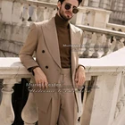 Мужской костюм Sutis из куртки с широким заостренным лацканом и брюк, коричневый пиджак для жениха, костюм из 2 предметов, веснаосень 2022