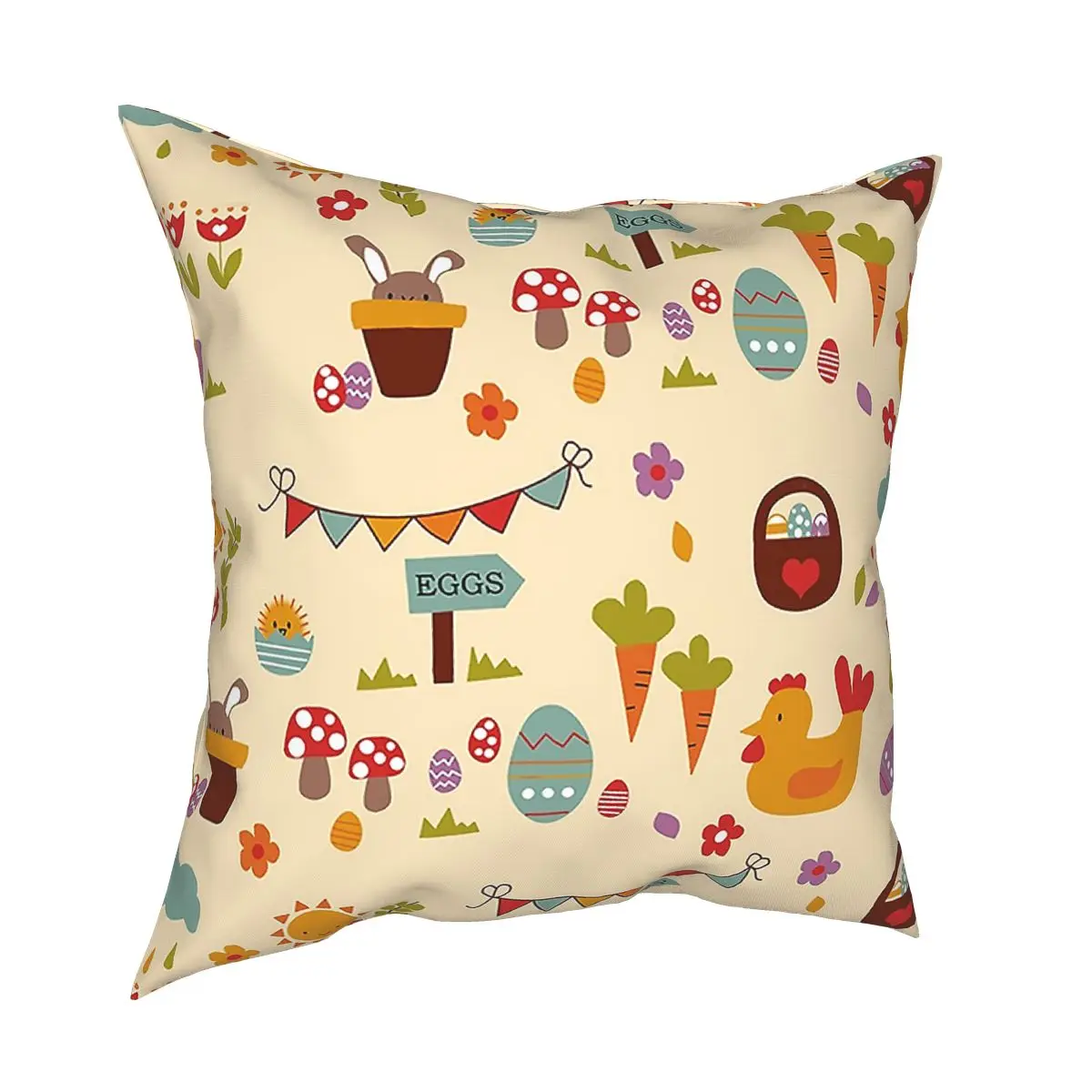 

Egg Hunt Throw Pillow Cover Throw Pillow Easter Eggs Bunny Rabbit Holiday Creative Pillowcase