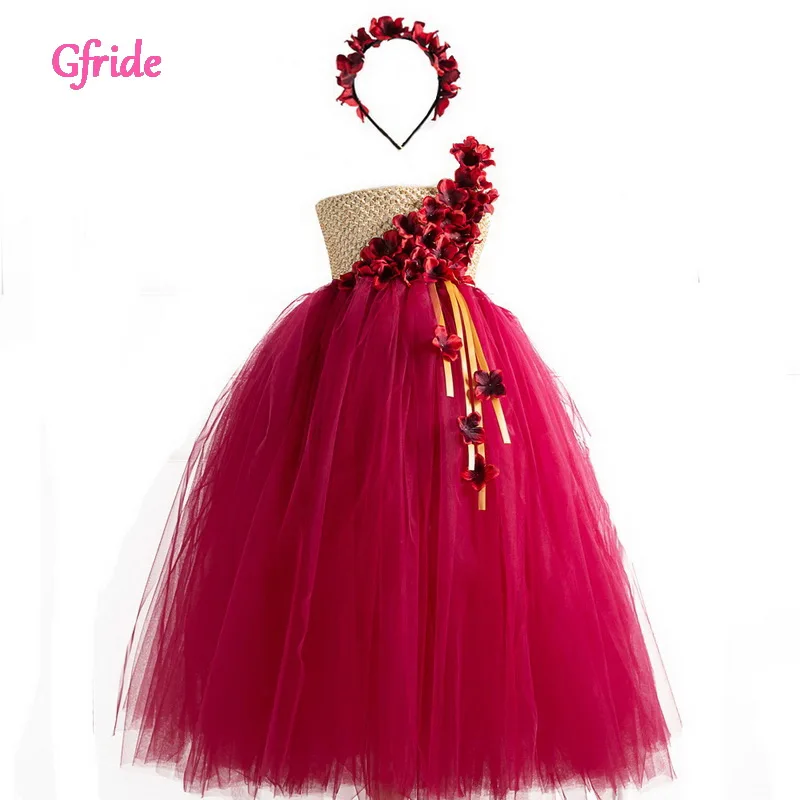 

2-10 Years Girls Elegant Princess Dress Flowers Kids Wedding Dresses With Headband Children Girl Evening Party Clothing Vestidos