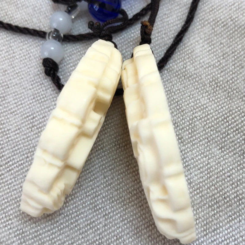 

Woman Men Chain Necklace Ivory Fruit Carved Pendant Necklace Statement Jewelry for Boys Girls