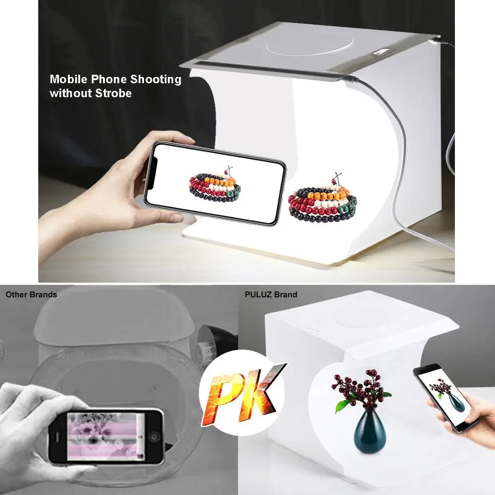 

8"2LED Panels Folding Portable Photo Video Box Lighting Studio Shooting Tent Box Kit Emart Diffuse Studio Softbox Lightbox