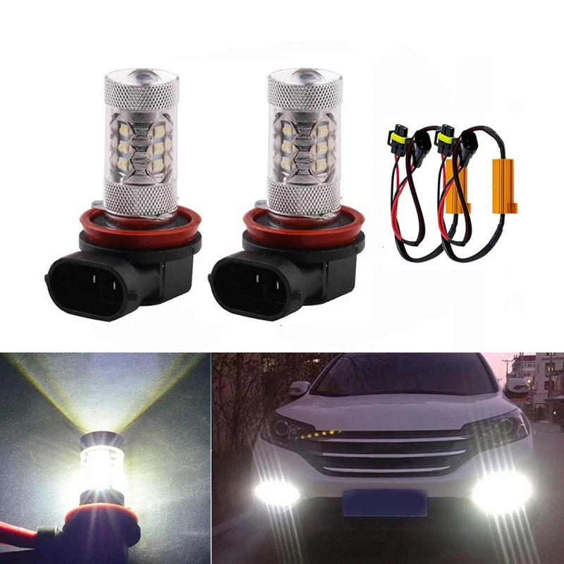 

2x H8 H11 HB4 9006 Canbus No Error 1200LM LED Bulbs Car Fog Lights Driving Tail Lamp Car Light Source parking 12V 6000K White