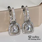 Женские серьги-Клипсы из серебра 925 пробы с квадратным фианитом