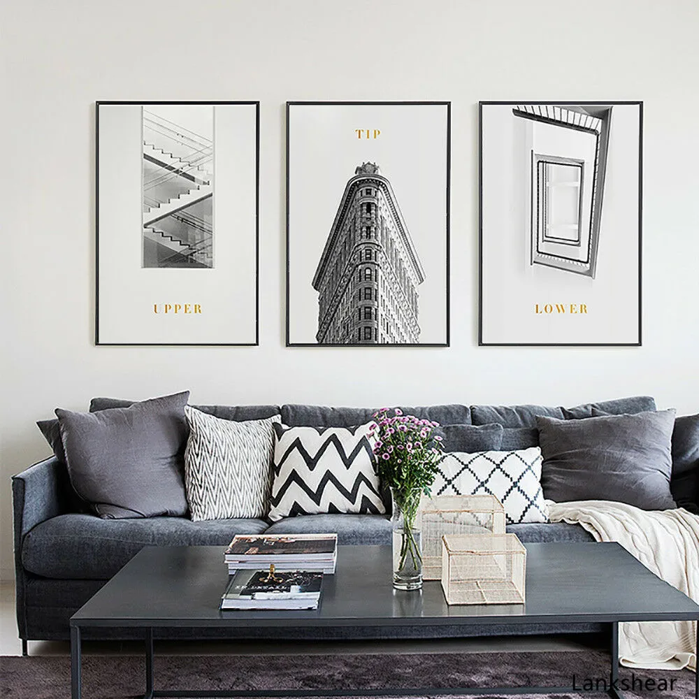 Картина на холсте для домашнего декора черно белая архитектурная живопись