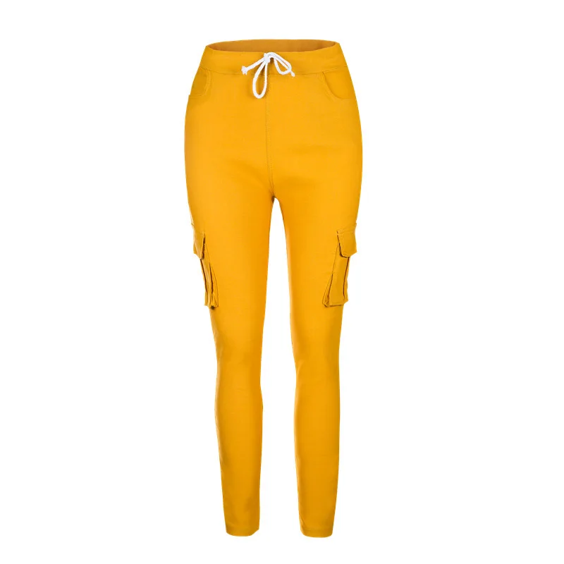 

Kalenmos Solid Color Women Pants Tight-fitting Multi-pocket Overalls with High Waist 8 Colors 4XL Plus Size Streetwear Pants