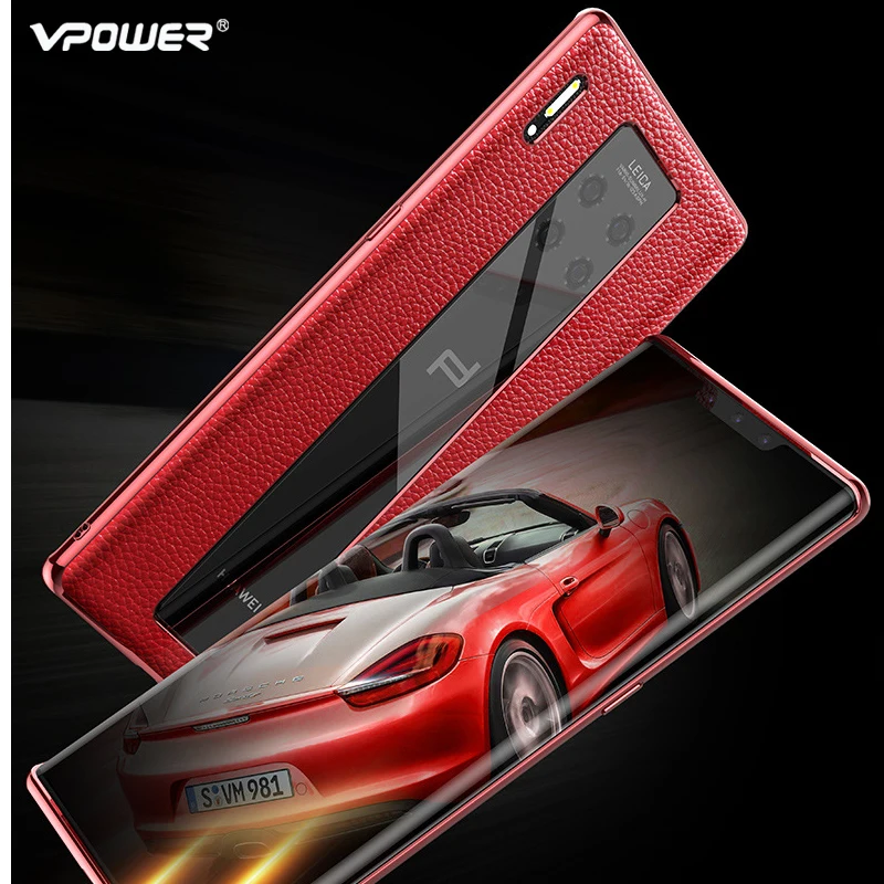 for huawei mate 30 rs genuine leather case for huawei mate 30rs phone protection hybrid true leather back case cover free global shipping