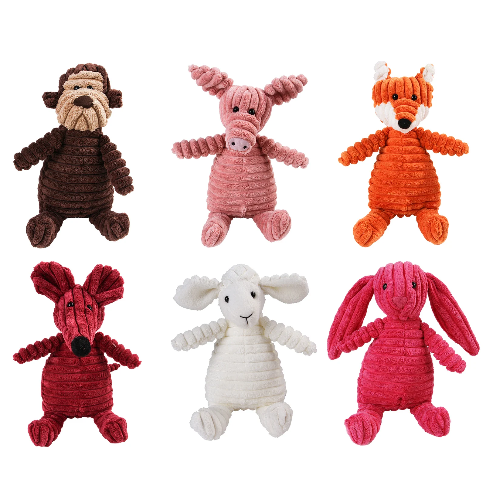 

Pet dog Chewing toy plush animals shape Sounding toy Bite Resistant monkey pig fox mouse sheep rabbit corduroy pet molar toy