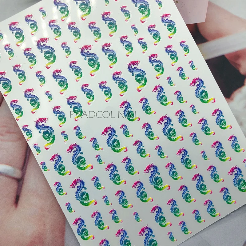 Наклейки для ногтей в виде дракона красные черные красочные драконы 3D наклейка