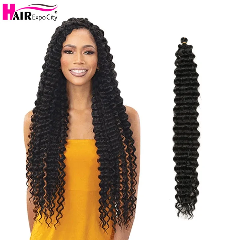 28 Inch Deep Wave Twist Crochet Braids Extra Long Natural Synthetic Hair Ombre Braiding Hair Extensions Hair Expo City