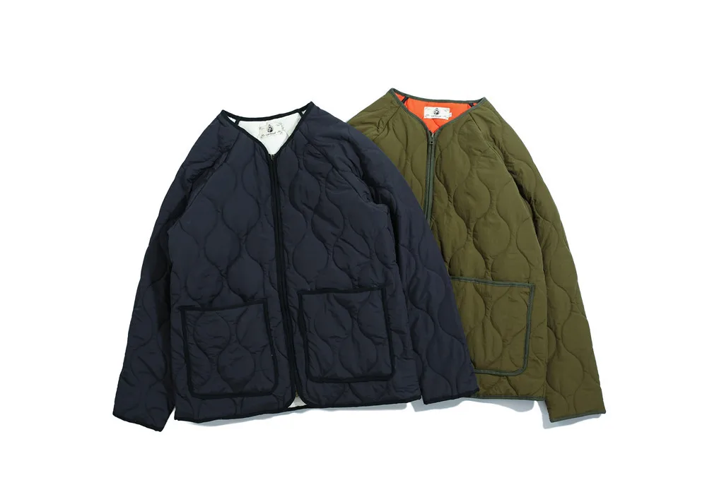 Retro Workwear Cotton Jacket Men Military Style Loose Collarless Double-sided Jacket for Men Parkas