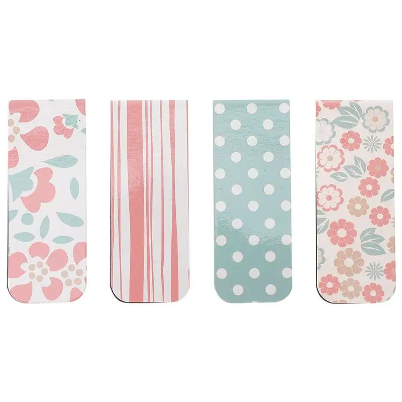 

4pcs Foldable Bookmarks Magnetic Bookmarks Exquisite Flower Bookmarks (Assorted Color)