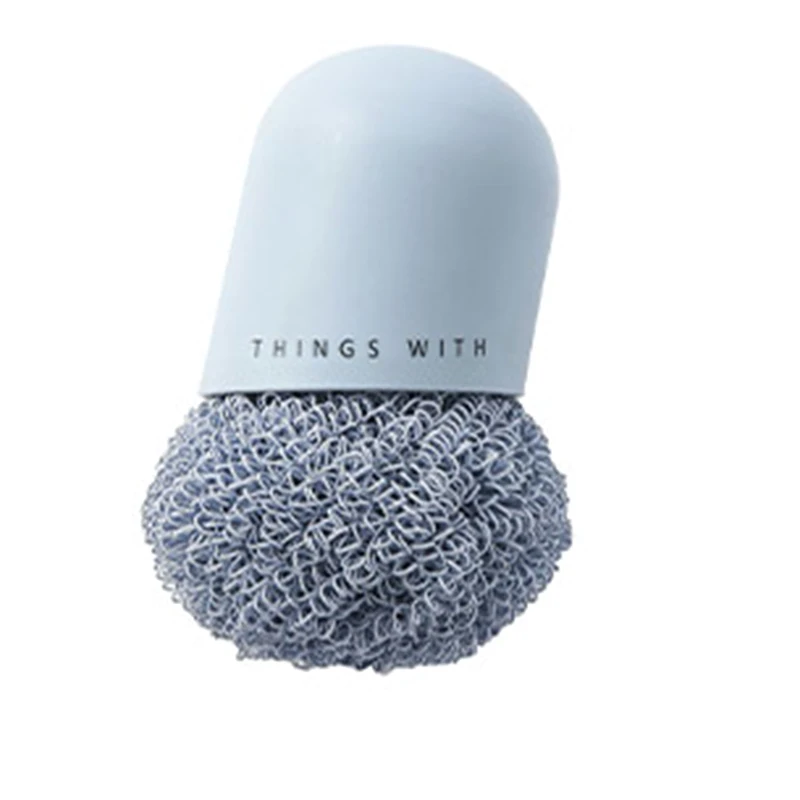 

New Polyester Scourers with Handle Reusable Dishes Scrubber Cleaning Brush for Washing Pot Non-Stick Cookware-35