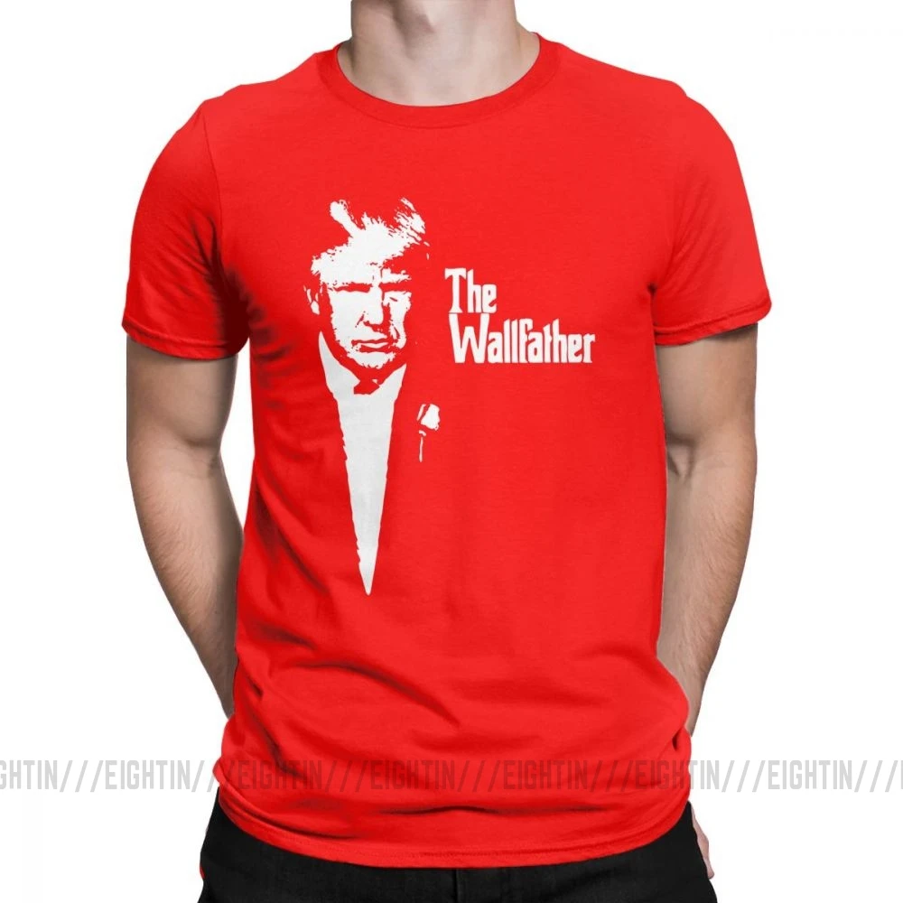 Trump The Wall Father Мужская футболка, винтажная очищенная хлопковая футболка с короткими рукавами, футболка с круглым вырезом, топы большого размера - Цвет: Красный
