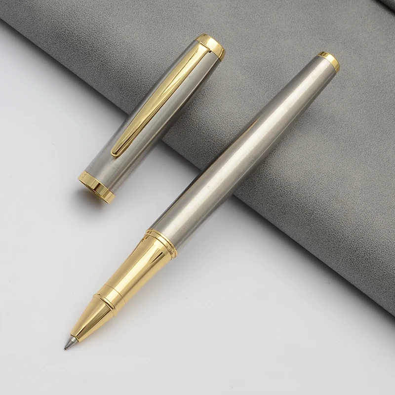 

High Quality Luxury Full Metal Ballpoint Pen Silver Plating Gel Ball Pens Business Writing Signing School Office Supplies