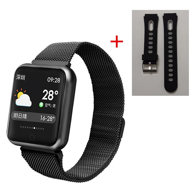 black steel gray Продукт: умные часы P68, фитнес-трекер, монитор сердечного ритма, IP68 Водонепроницаемые Часы мужские и женские умные часы - Цвет: black steel gray