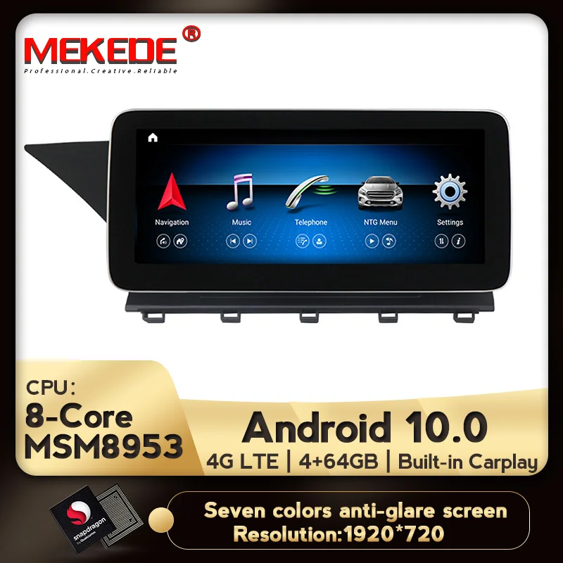 

Qualcomm android10.0 Car multimedia Player for Mercedes Benz GLK X204 2008-2015 support 4G wifi radio navi RDS carplay 1920*720