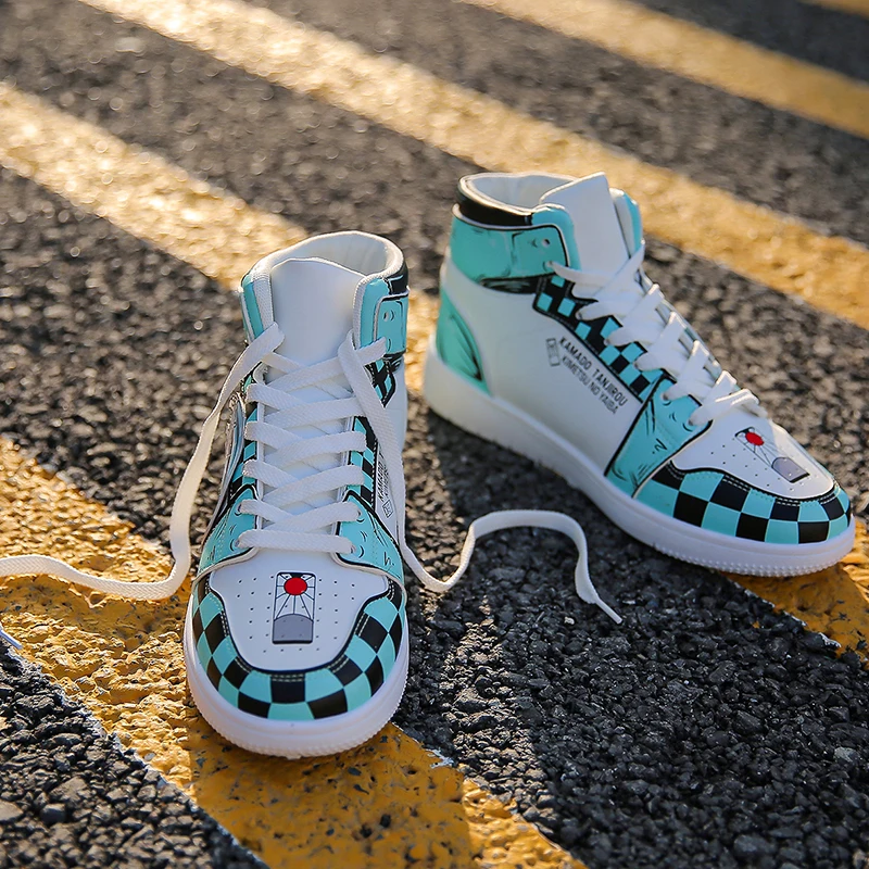 

Кроссовки мужские с высоким берцем, Вулканизированная подошва, Повседневная Уличная обувь в стиле хип-хоп, аниме