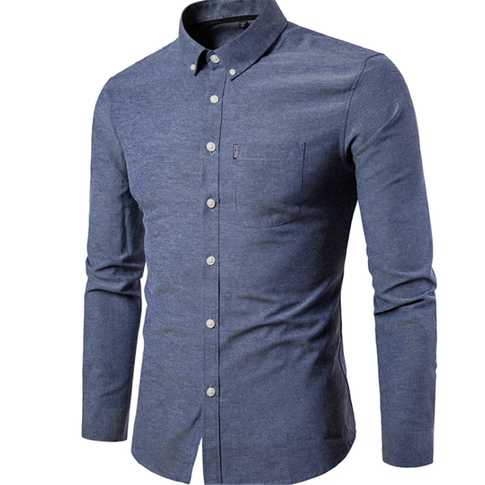 Рубашка мужская из ткани Оксфорд Повседневная блуза с длинным рукавом