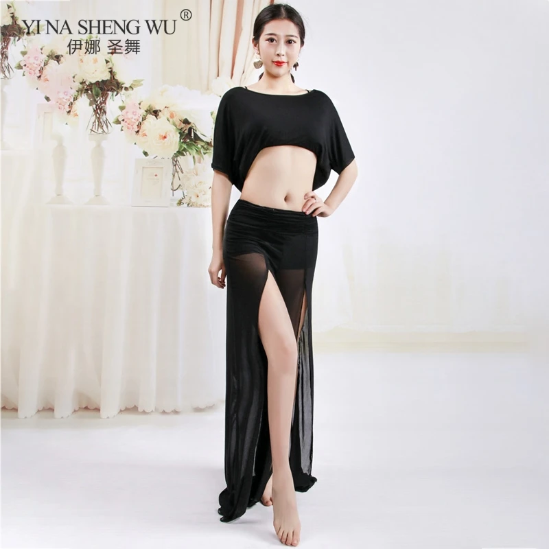 

Belly Dance Dress Training Practicing Dress Women Belly Dance Set Pure Net Yarn Sexy Split Oriental Dance Performance Clothes