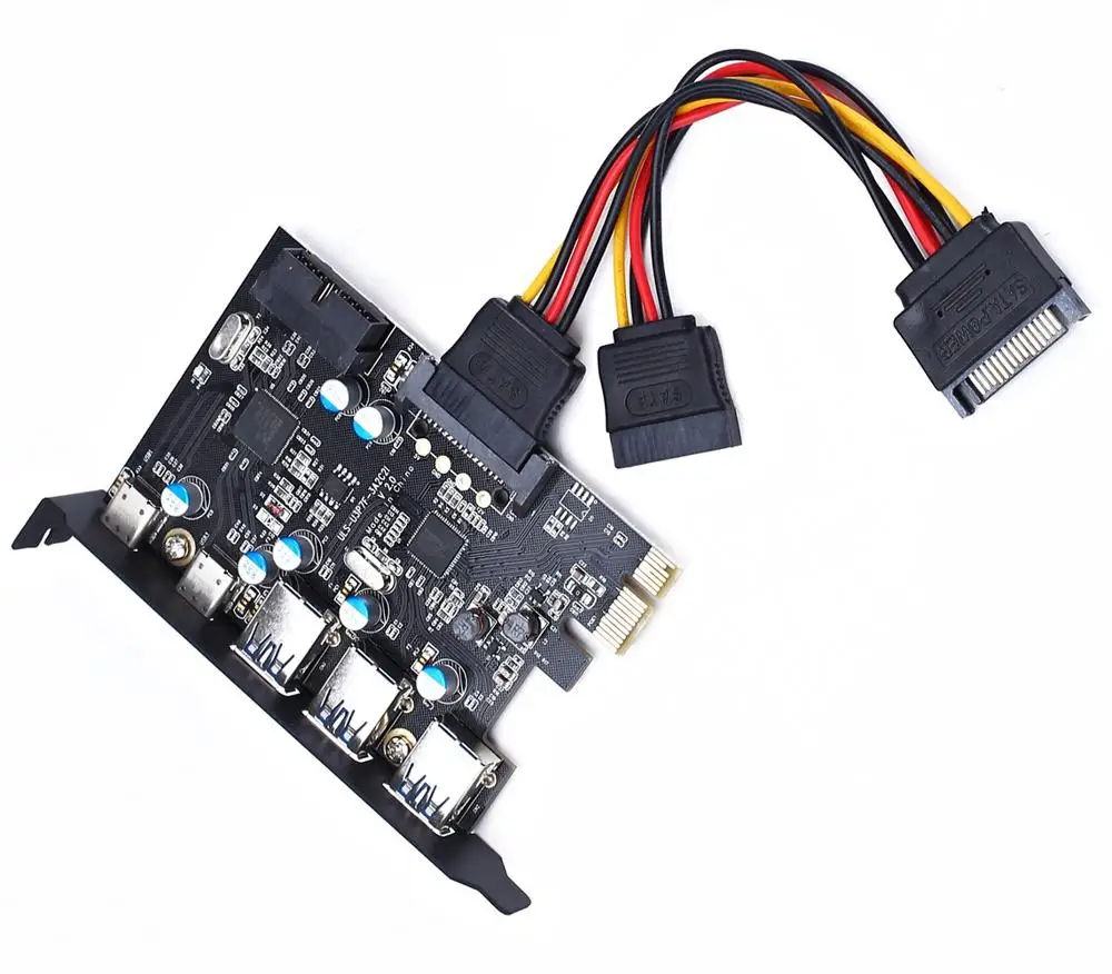 USB 3.0 PCI-e карта к Type C (2) Тип A (3) 5 портами плата PCI Express расширения с внутренним 19pin
