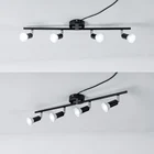 Поворотный потолочный светодиодный светильник с 2-6 насадками, комнатный декоративный потолочный светильник серебристого и черного цвета для гостиной, комнатного дома, 220 В переменного тока