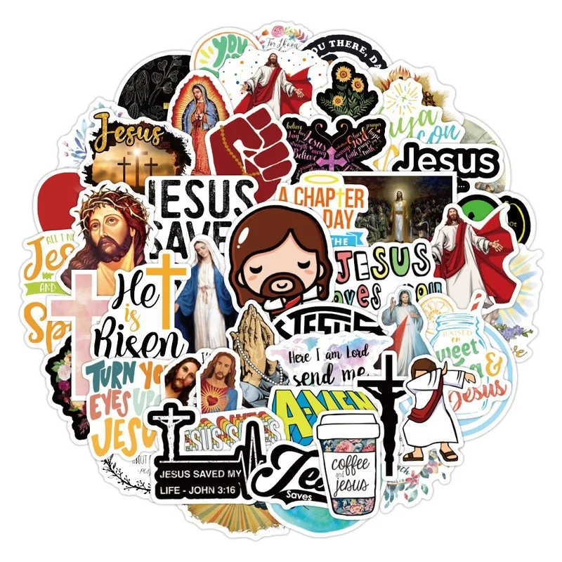 

50Pcs Christian Blessing God Jesus Loves You Stickers Waterproof Decals DIY Luggage Notebook Laptop Fridge Water Cup Scrapbooing