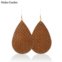 mulan garden pu leather trendy earrings for women new statement water drop dangle earrings fashion jewelry 2019 autumn winter