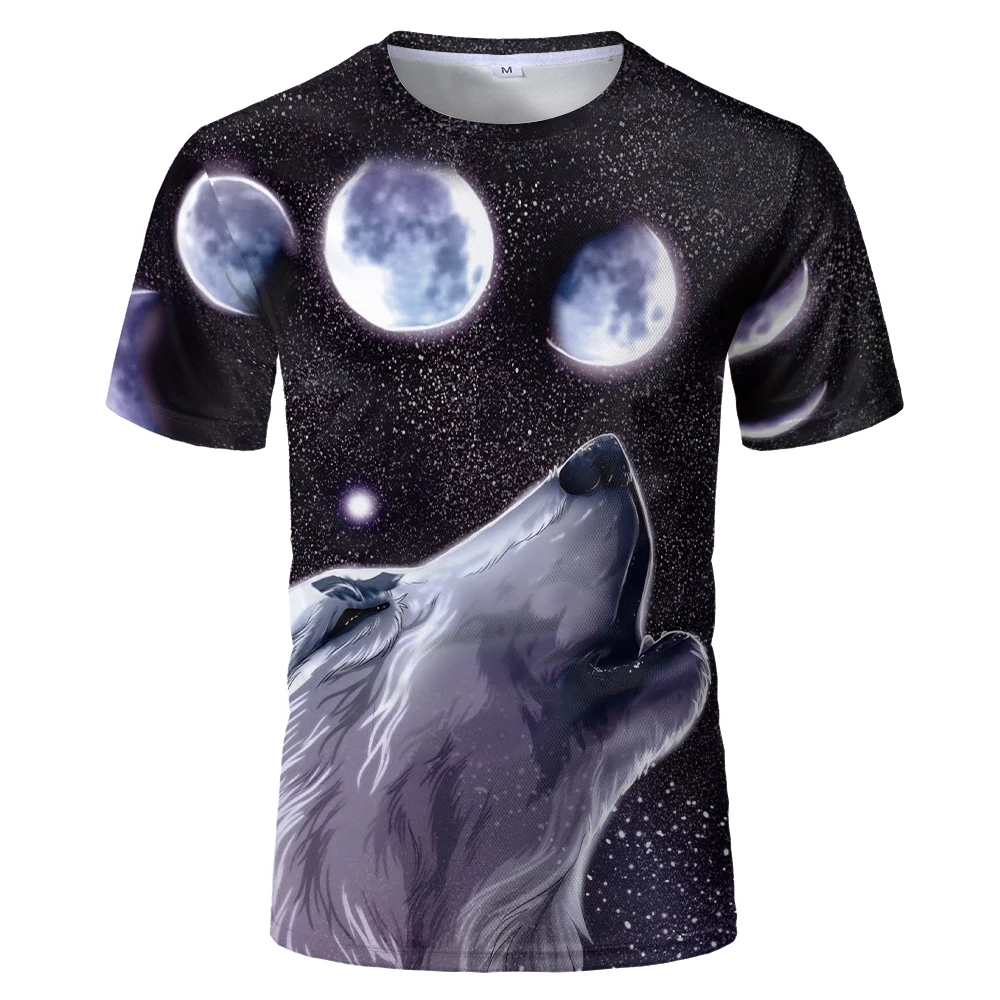 2021 Fun Newest Harajuku Wolf 3D Print Cool T-shirt Men/Women Short Sleeve Summer Tops Beauty T shirt Fashion animal Tees | Мужская