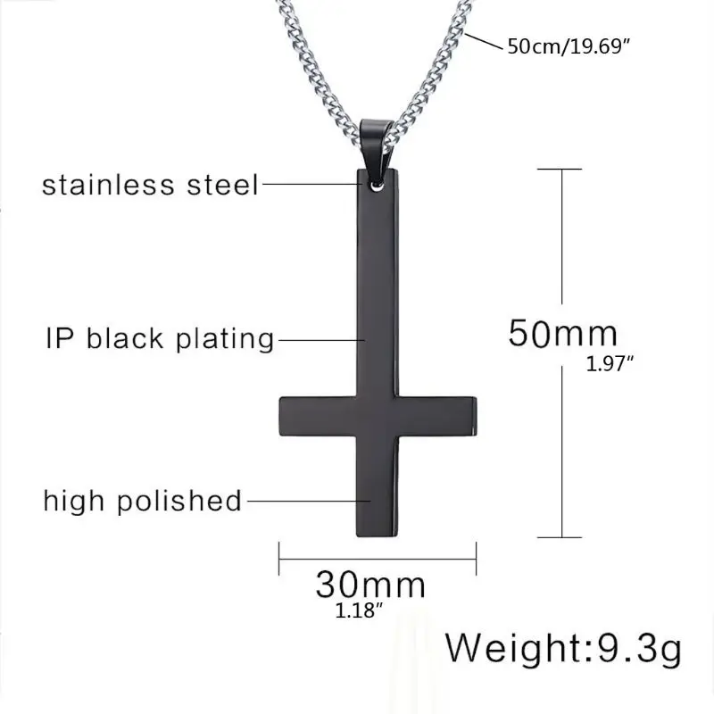 1PC Dainty Stainless Steel Upside Down Cross Necklace for Men Inverted Pendant with Chain Fashion Jewelry 3 Colors | Украшения и