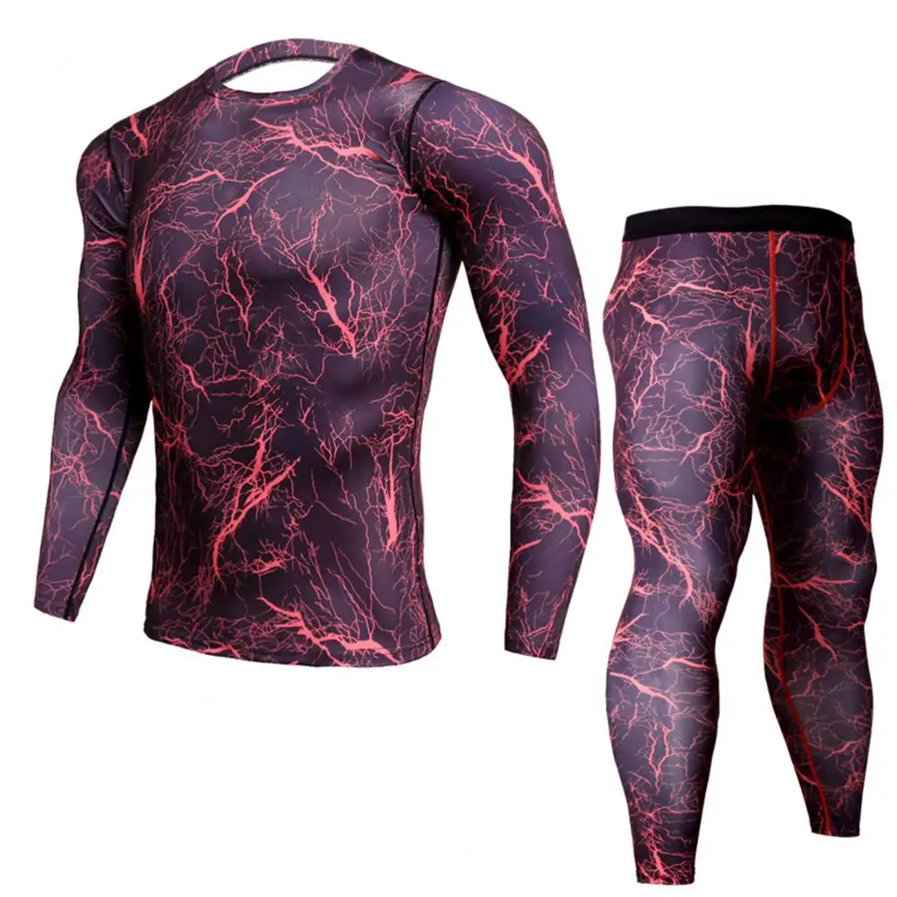 

Men Winter Long Sleeve Top Pants Camouflage Thermal Underwear Set Sports Outfit