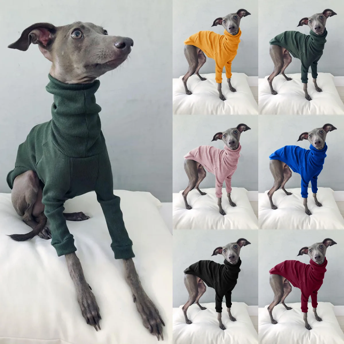 inverno cor sólida alta pescoço com rosca de duas pernas roupas de cão casual roupas de cão de estimação simples pequeno médio porte roupas de cão