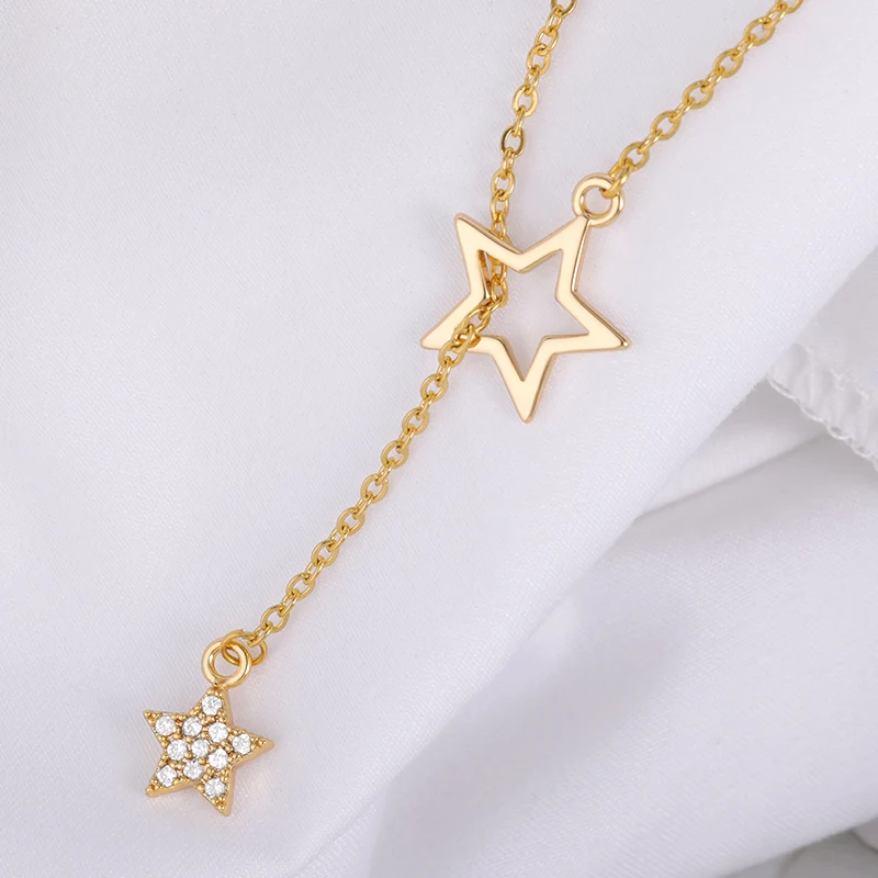 

Removable Star Necklaces Pendants Stainless Steel Chain Crystals Star Choker Necklaces For Women Girl Best Birthday Gifts