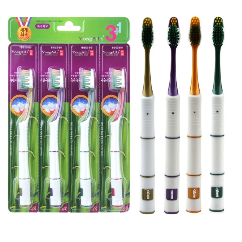 

4PCS/Pack Double Ultra Soft Bamboo Charcoal Nano Toothbrush White Tooth Brush Dental Personal Care Teeth Brush