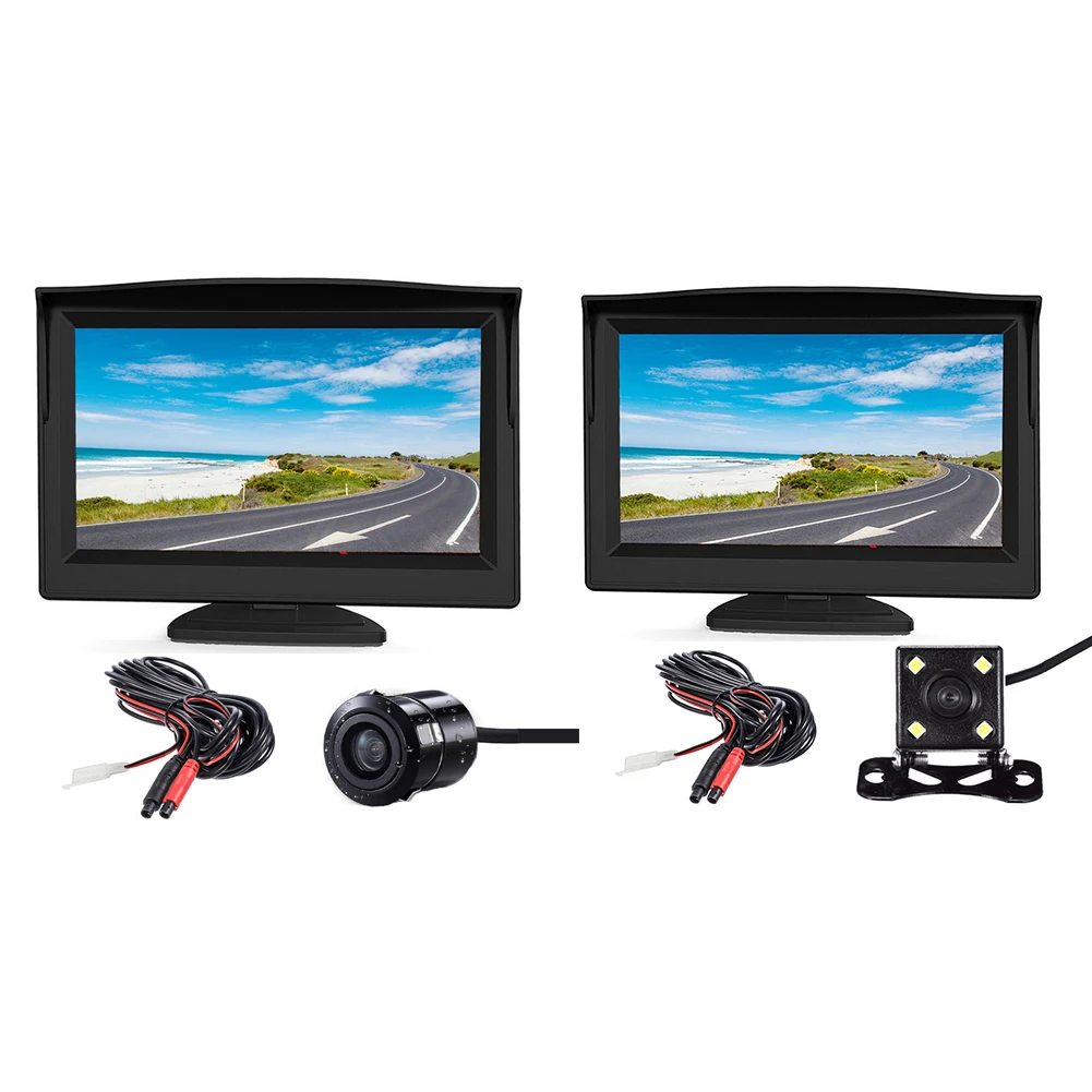 

5 Inch Auto Car Interior Rear View Surveillance Monitor TFT LCD HD Video Display Camera DC 12 Car Monitors