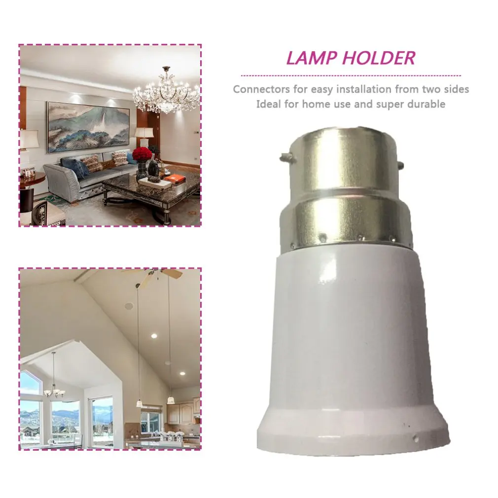 ICOCO White B22 to E27 Socket Light Bulb Lamp Holder Adapter Plug Extender Lampholder Converter Change | Лампы и освещение