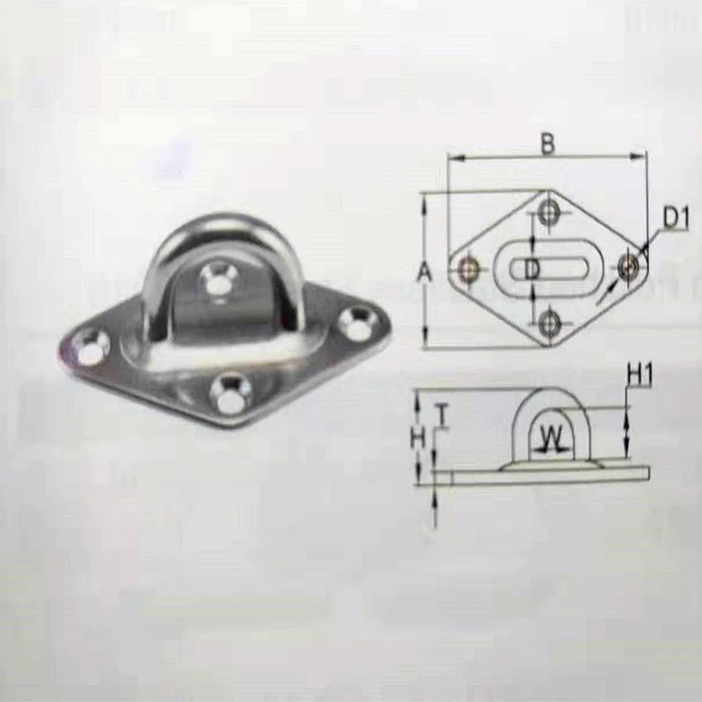 Нержавеющая сталь морской катер пластины с проушиной HEAVY DUTY Diamond Eye Крюк палубе